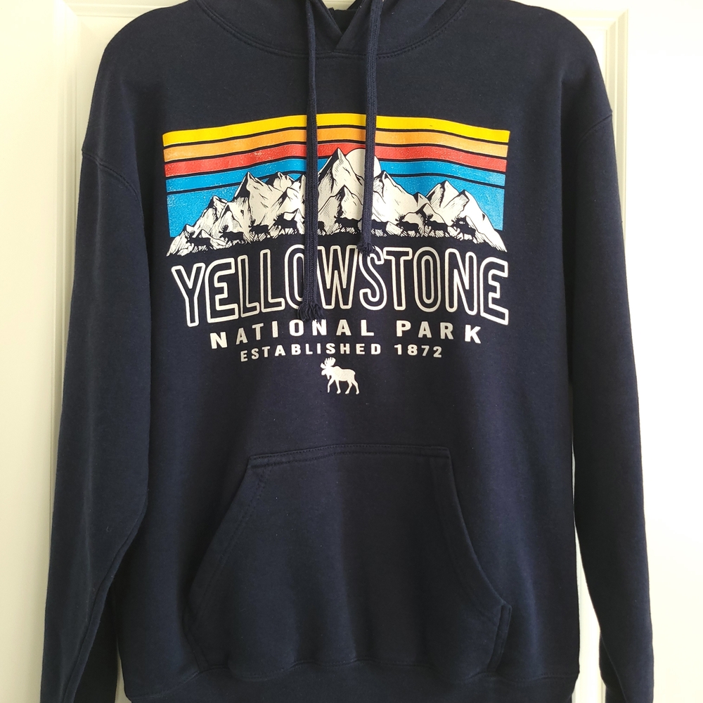 Pacific & Co. Yellowstone National Park Graphic Print Navy Hoodie Pullover M